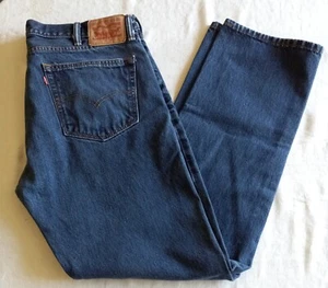 Men's Levis Strauss 505 Jeans Size 38W 32.5L Blue Denim Straight Fit Med Wash - Picture 1 of 12