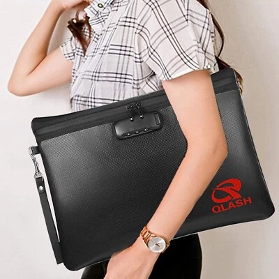 Large Fire Proof Bag with Lock 14x10"  Document Pouch Waterproof Money Cash More - Image 1 of 4