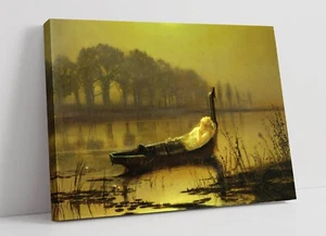 JOHN ATKINSON GRIMSHAW, THE LADY OF SHALOTT -CANVAS WALL ARTWORK PIC PRINT - Picture 1 of 2