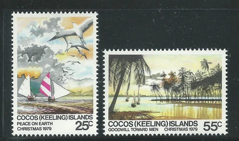 Cocos (Keeling) Islands Scott # 51-52 MNH Christmas 1979 Cover