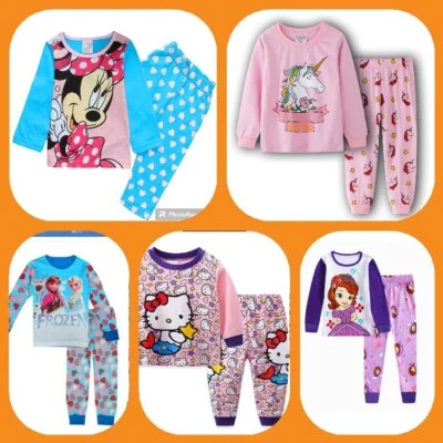 NUEVO Juego de pijama de manga larga con estampado de dibujos animados de Disney para niñas Foto 1 de 2