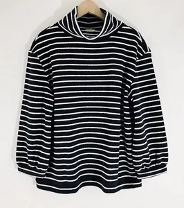 Neu mit Etikett Loft Petite weicher schwarz gestreifter Damenpullover Wasserfallausschnitt Oberteil _ XXLP - Bild 1 von 9