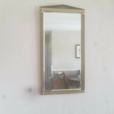 Antique Beveled Gesso Hanging Wall Mirror 27" tall  x 14" across Cover