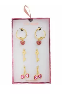 Steve MaddenGold-Tone Interchangeable Crystal Charm Medium Hoop Earrings - Picture 1 of 4