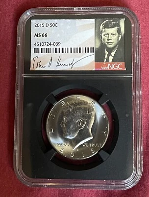 2016 D NGC MS66 KENNEDY HALF DOLLAR JFK COIN SIGNATURE LABEL 50C - Image 1 of 2