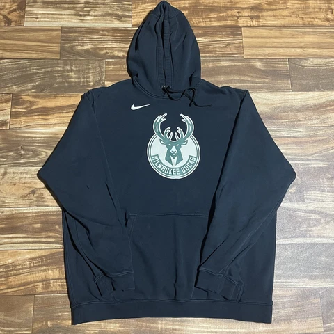 Milwaukee Bucks Nike Hoodie Pullover Mens Size XXL Black Drawstring Sweatshirt Cover