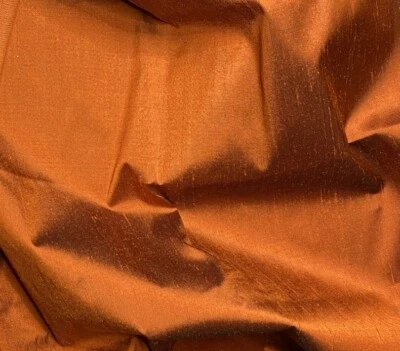 100% dupioni SILK FQ warm RUSTIC AUTUMN GLOW low Slub smoother texture 18x22 - Image 1 of 2