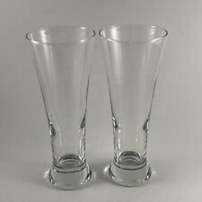 Set of 2 Tall Clear Glass Pilsner Tapered Beer Glasses Tall Boys 8”