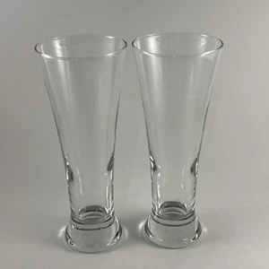 Set of 2 Tall Clear Glass Pilsner Tapered Beer Glasses Tall Boys 8” - Picture 1 of 8
