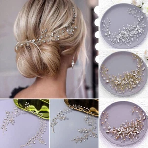 Bride Flower Wedding Hair Vine Crystal Bridal Hair Piece Party Hair Accessories - Picture 1 of 26