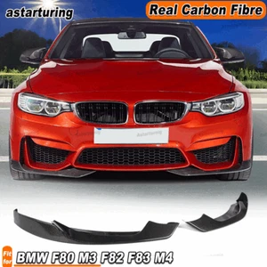 REAL CARBON Front Bumper Splitter Lip Spoiler For BMW F80 M3 F82 F83 M4 2014-19 - Picture 1 of 13
