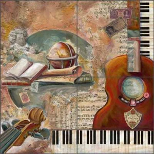 Music Tile Backsplash Cook Collage Art Ceramic Mural GCS076 - Picture 1 of 7