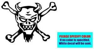 Death Skull Crossbones Evil Devil Vinyl decal sticker Truck Window Laptop 7" - Picture 1 of 3