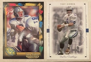 Troy Aikman 2 card lot 1991 Wild Card 68 and 1999 SP Authentic Promo (Sample) - Picture 1 of 2