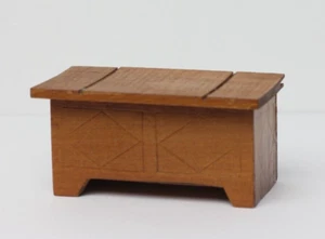 Antique German Dollhouse Wooden Toy Blanket Chest 1:12 Miniature - Picture 1 of 8