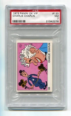1973 Panini OK VIP  120 Charlie Charles Chaplin PSA 7 Near Mint sticker 1 Higher - Image 1 of 2