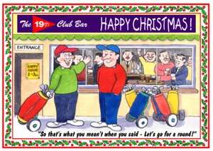 GOLF GOLFERS FUNNY CARTOON QUALITY GLOSSY CHRISTMAS CARD 8"x 6" FREE POST - Picture 1 of 2