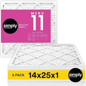 Simply 14x25x1 Air Filter MERV 11 Micro Allergen Defense, 6 Pack Open Box - Picture 1 of 4