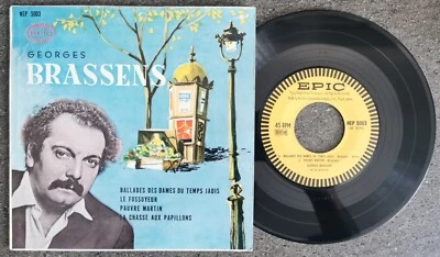 👀 Rare 45 Tours Georges Brassens Japon Japonais Japan Epic NEP 5003 - Photo 1/4