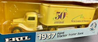 ERTL `27  FORD Tractor Trailer Bank 1992 Diecast 1/43 scale 50th anniversary  V3 - Image 1 of 3