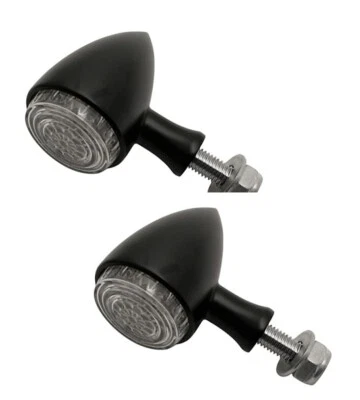 Paar Von Blinker Bullet LED Schwarz aus Metall Genehmigt Highway Hawk Moto - Bild 1 von 2