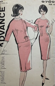Advance 9760 Original Uncut Unopened 60s Sewing Pattern Scallop Hem Dress Sz 14 - Picture 1 of 9