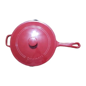 Cuisinart Enameled Cast Iron Frying Pan 12 Inch 4.5 qt 4.3 L Red - Picture 1 of 8