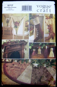 Vogue Craft Pattern Christmas Stocking, Tree Skirt, Chair Cover #9717 uncut - Picture 1 of 9