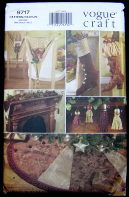 Vogue Craft Pattern Christmas Stocking, Tree Skirt, Chair Cover  #9717 uncut - Image 1 of 4