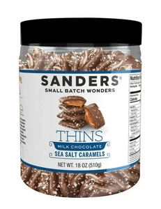 🟣 Neu Sanders kleine Charge Wunder DÜNN Milchschokolade Meersalz Karamellen 18oz - Bild 1 von 1
