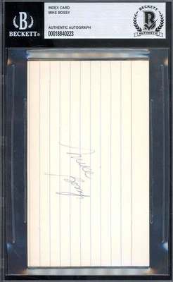 Tarjeta índice firmada por Mike Bossy Beckett BAS 3x5 autógrafo de los isleños Foto 1 de 2