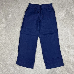 Tommy Bahama Pants Womens Medium Blue Linen Drawstring Elastic Waist Wide Leg - Picture 1 of 15