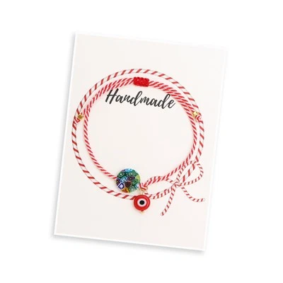 Pulseras trenzadas con cuentas de piedras preciosas azules Red Evil Eye para mujer, linda ama Foto 1 de 4