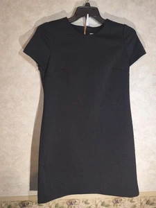 Calvin Klein Kleid Etuikleid Struktur Schwarz Blumen Strick Kurzarm 10 - Bild 1 von 7