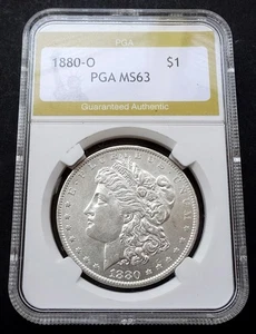 1880-O New Orleans, Morgan Silver Dollar, Graded PGA 63 - Picture 1 of 4
