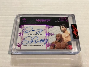 2024 LEAF ULTIMATE OSCAR DE LA HOYA FLOYD MAYWEATHER 1/6 PINK DUAL AUTO SSP D4 - Picture 1 of 2