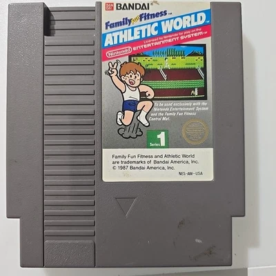 Bandai Family Fun Fitness Athletic World NES 5 Screw Game Cartridge Only - Photo 1/2
