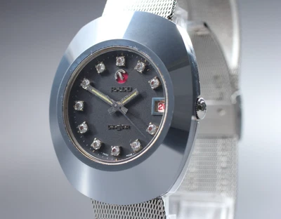 Vintage "NEAR MINT" RADO DiaStar 1 Date Silver Automatic Men's Watch From JAPAN - image 1 of 4