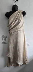 Ladies Tfnc Beige Satin Party Cocktail Dress Size 12,L,40 - Picture 1 of 10