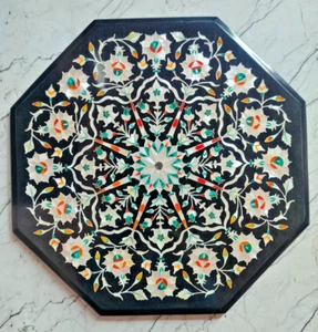 18" schwarze Marmor Intarsien Tischplatte, Mitteltisch, Couchtisch, Home Decore, Geschenk - Bild 1 von 7