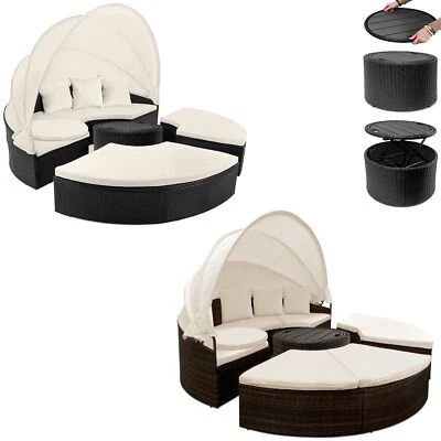 CASARIA® Doppelliege Sonneninsel 185cm Lounge mit Tisch Polyrattan Sitzgruppe  - Bild 1 von 4