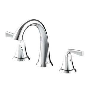 Mullen Polished Chrome 2 handle 8" WaterSense Hi-arc Bathroom Sink Faucet+Drain - Picture 1 of 2