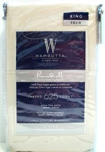 WAMSUTTA 625 Thread Pima Cott KING Pillowcase Set STONE Solid, NEW - Picture 1 of 2