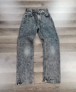 Vintage 90s Levi's Jeans Size 14 Black Acid Wash Slim Fit USA Made Grunge Boys - Picture 1 of 18