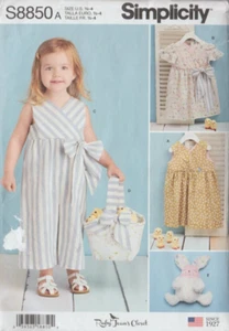 TODDLER DRESSES/JUMPSUIT/BASKET & TOY (Sz 1/2 - 4) Simplicity Pattern 8850 - Picture 1 of 2