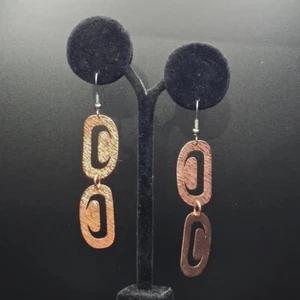 Northwest Coast Native Art stunning  Textured Ovoid  Copper earrings - Picture 1 of 2