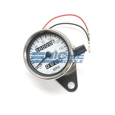 Mini Speedo White Motorcycle Mechanical 160MPH Speedometer Gauge 2240=60MPH - Image 1 of 4