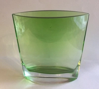 Vintage Mid Century Modern Glass Vase Murano Green Handblown Crystal - Image 1 of 4
