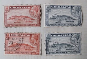 GIBRALTAR KGV 1931 THE ROCK STAMPS - SG111 MH & USED, SG112 MH & USED - Picture 1 of 2