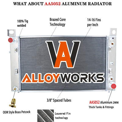 3 Row Aluminum Radiator For 1999-2012 Chevrolet Silverado 1500 2500 Yukon Tahoe - Image 1 of 4
